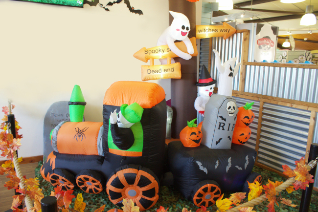 An inflatable ghost train.